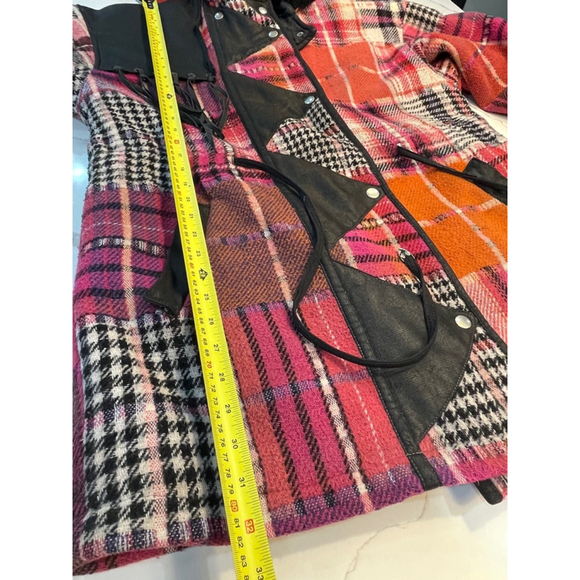 Hilary Radley Vintage Colorful Patchwork Plaid Long Jacket Coat Fairy Grunge S - Picture 14 of 15